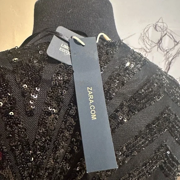 NEW Black Sequin Long Sleeve Dress - Picture 8 of 9